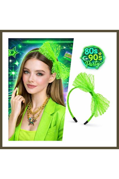 northcity n '80s? '90s? Neon Green Lace Tiara with Bow Detail BX