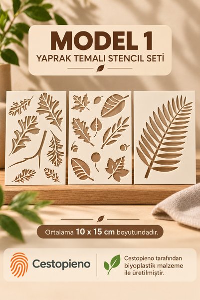 CESTOPİENO مجموعة قوالب بتصميم أوراق الشجر، موديل 1، تتكون من 3 قطع، قوالب زخ...