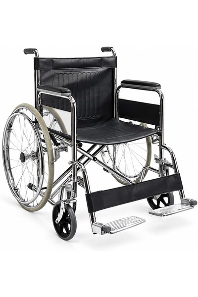 Generic Heavy-duty Manual Wheelchair for Adults, 51 cm Wide Seat, Chrome-plat...