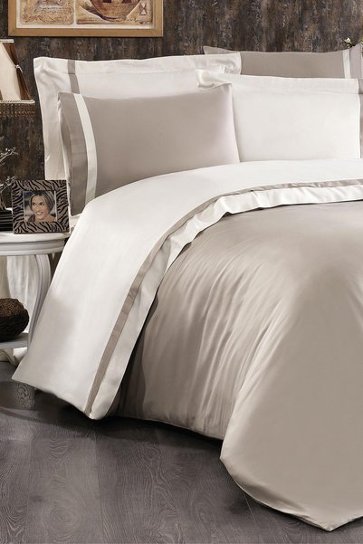 Nazik Home Elite 100% Cotton Satin Single-Size 4-Piece Duvet Cover Set