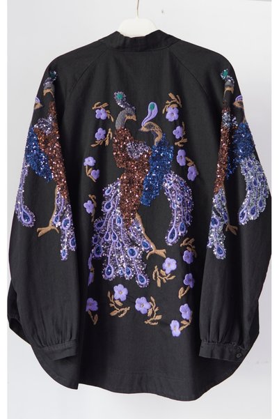 Dadali Ethnic Embroidered Oversized Denim Kimono