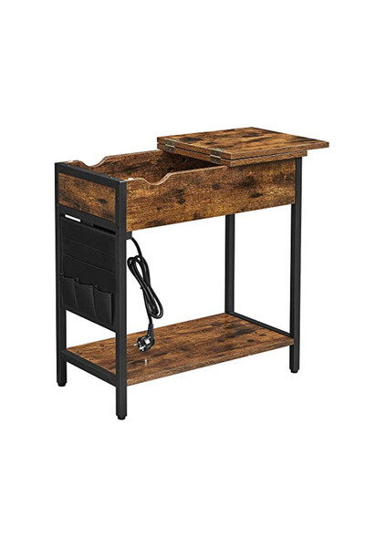 Talis Side table, Vasagle, Rustic Brown, With socket, LET311B01, 60 x 31 x 60 cm
