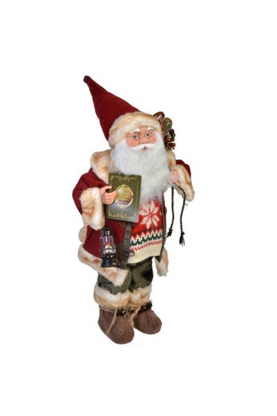 OEM Decorațiune de Crăciun, Figurină, Moș Crăciun, cu clopoțel și carte, 46cm...