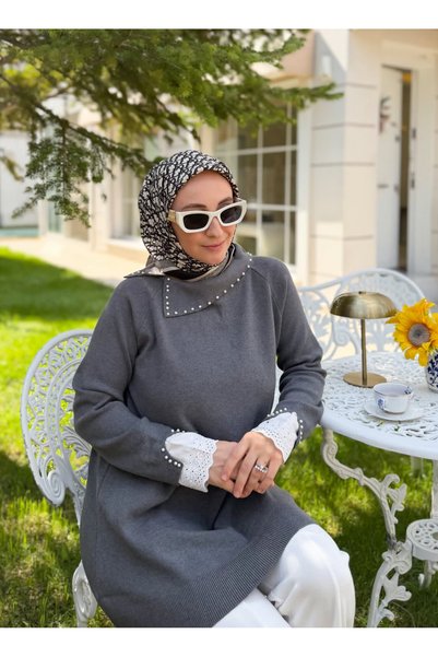 Nefise Boncuk detaylı Triko Tunik