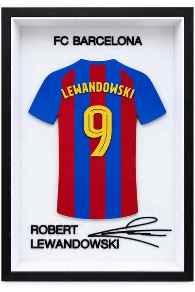 Generic Robert Lewandowski Barcelona No. 9 Collectible Jersey Frame, 23 x 15 cm