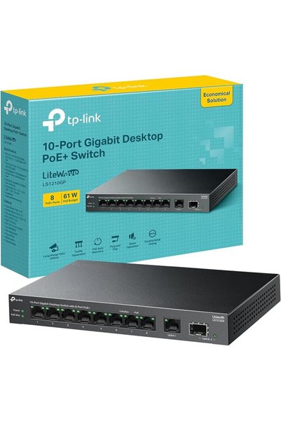 TP-LINK محول شبكة جيجابت مكتبي بـ 10 منافذ مع 8 منافذ PoE+، قدرة PoE 61 واط، ...