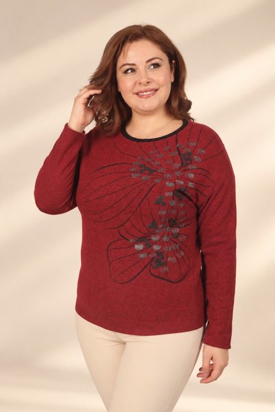 By Saygı Women's Long-Sleeve Stretch Viscose Blouse with Embroidered Sequins ...