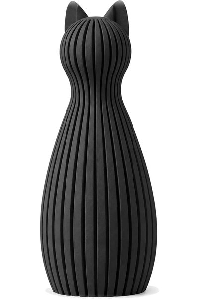 Generic Ribbed Cat Statue 12.4 cm, Modern Minimal Cat Sculpture with Pointed ...