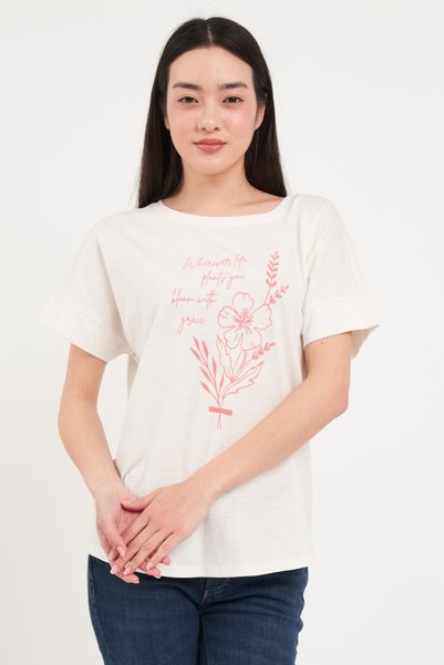Timeout - Tricou dama de culoare uniforma cu imprimeu grafic