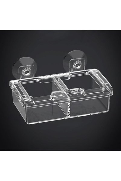 EXCEFORE Reptile Feeding Dish Escape Proof Dual Compartment Mealworm Feeder w...