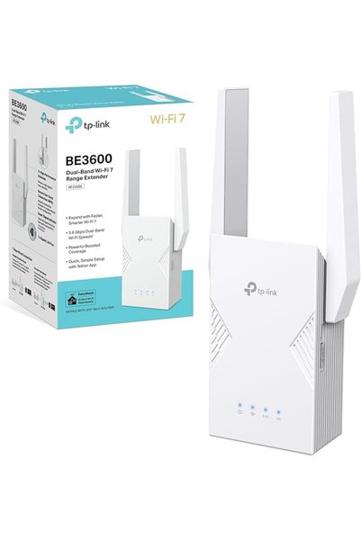 TP-LINK WiFi 7 RE225BE Dual-Band WiFi Repeater BE3600Mbps, 1 Gigabit Port, Po...