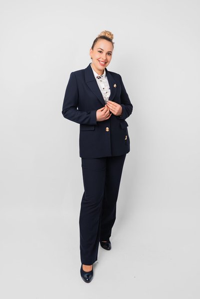 OEM Costum elegant bleumarin cu sacou și pantaloni