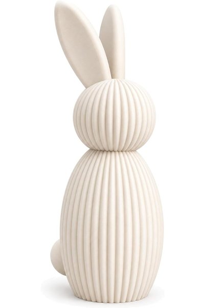 Generic Minimalist Bunny Figurine 17 cm, Ribbed Scandinavian Rabbit Statue, N...