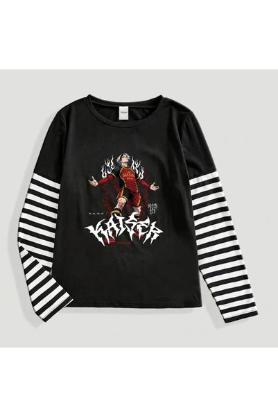 Toum Μπλουζάκι Oversize Unisex με Μανίκια και Εκτύπωση Anime BlueLock Kaiser