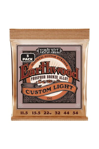 HeliosStar Ball Earthwood Özel Hafif Fosfor Bronz Akustik Gitar Telleri 3'lü Paket - 11.5-54 Kalınlık