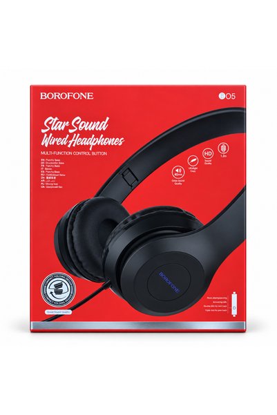Borofone سماعات رأس سلكية قابلة للطي من نوع BO5 Star Sound، باللون الأسود.