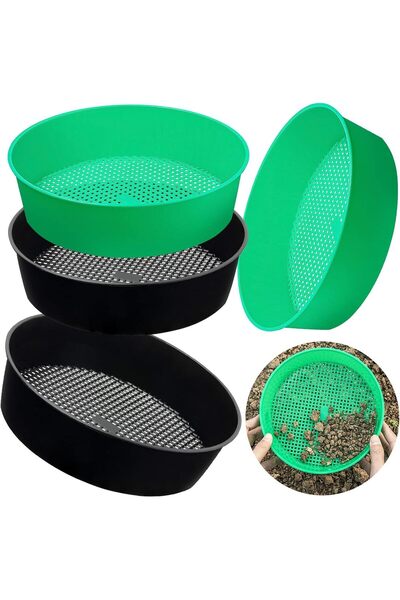 NALACAL 4 Pack Soil Sifter for Gardening, Round Plastic Sifting Pan for Sand,...