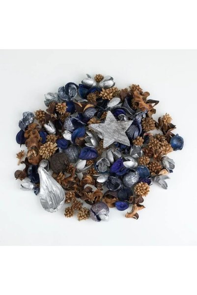 ANTBRO Potpourri decorativ de Crăciun, argintiu și albastru, cu stele și conu...