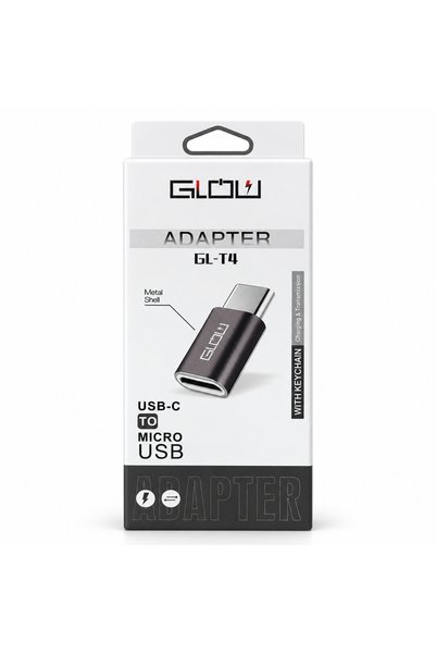 Glow GL-T4 USB-C Male to Micro USB Female Metal Adapter with Keychain