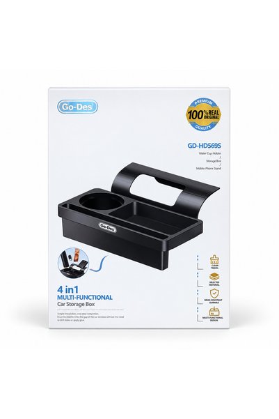 Go-Des GD-HD569S 4-in-1 Car Organizer with Cup Holder and Phone Stand