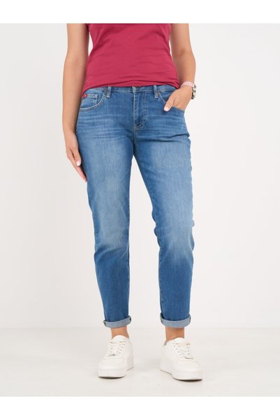 Lee Cooper - Blugi dama boyfriend cu aspect decolorat