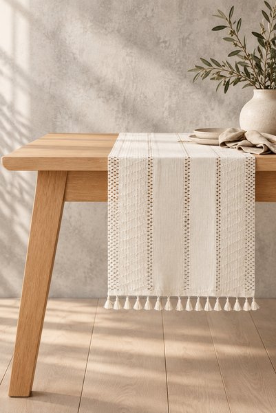 ACELEYOLLA LUXURY Aden Ράνερ από βαμβάκι 35x145 εκ. Μπεζ