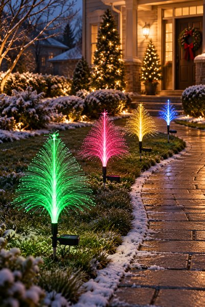 Dessa Set de 2 brazi de Crăciun decorativi cu LED-uri solare, lumini multicol...