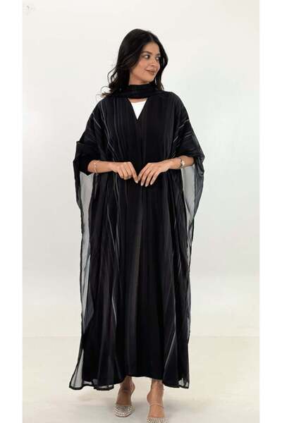 KSA B19 Abaya with Light Chiffon and Crepe Design - 54