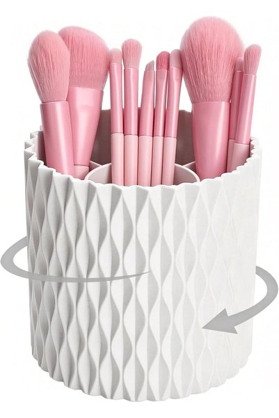 ALMEKAQUZ 360 Degree Rotating Makeup Brush Holder Large Capacity 5 Slot Cosme...