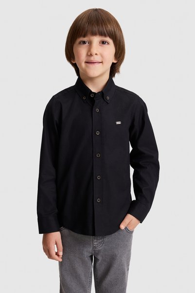 U.S. Polo Assn. قميص أسود أساسي بأكمام طويلة للأولاد 50329713-VR046