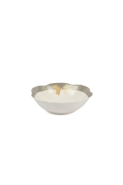 Mikasa Moor Platinum Dahlia Salad Bowl, 24 cm
