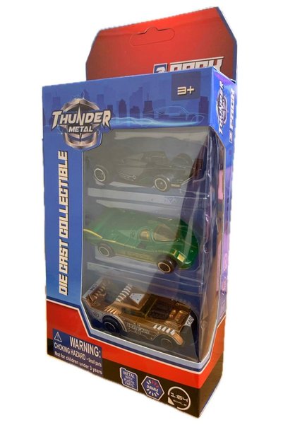 Generic Brand Set 3 mașini de curse die-cast Thunder Metal, scar