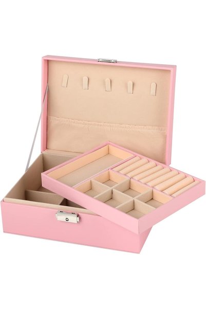 PHCOMRICH Jewelry Box Organizer for Men Women Large Leather Jewelry Storage C...