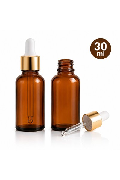 VARENTIS Sticle reutilizabile de culoare ambră cu pipetă și capac alb-auriu, ...