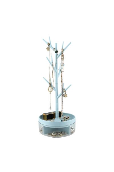 half Branch Jewelry Rack With Rotatable Base and Storage Box Tree Tower Rack ...