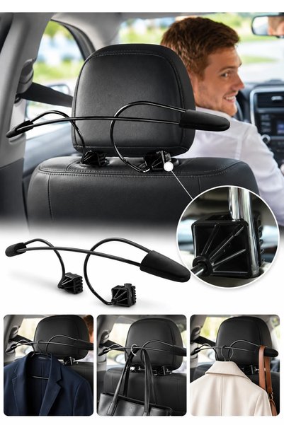 MeyZone Car Backseat Clothing Hanger, Metal Strap Hanger, Armrest and Headres...