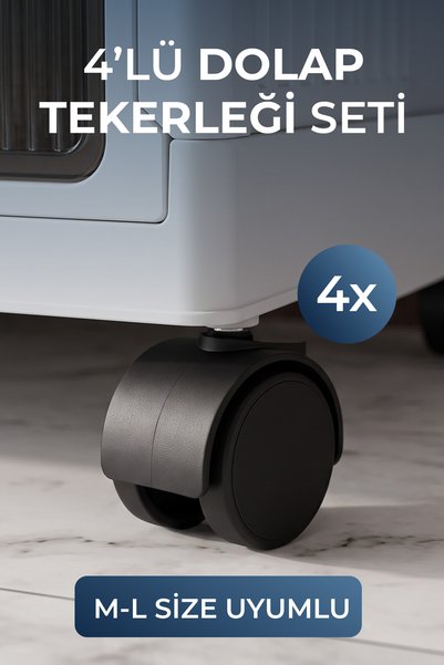 Kitchen Life 4'lü Çok Amaçlı Dolap Mobilya Tekerleği M ve L Size Uyumlu