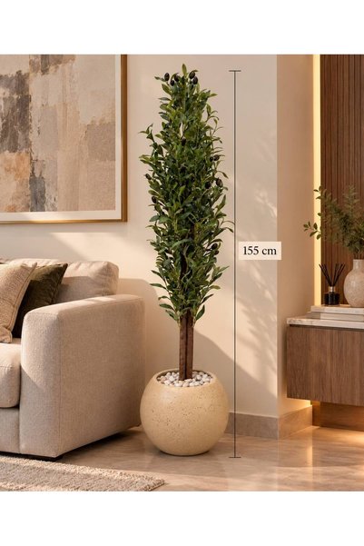 CENTRHOME Artificial Olive Tree with Ball Basin - 155cm Height