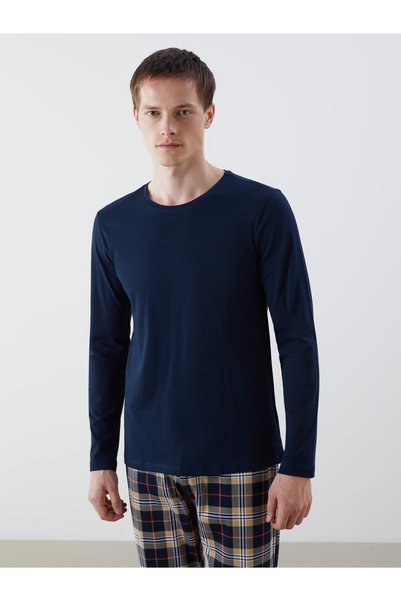 LC Waikiki Nevavm Navy Blue Combed Cotton Plain Men's Underwear Undershirt wi...