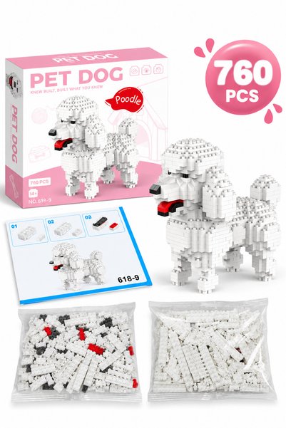 craftivio Poodle Dog Micro Block Building Set, 760 Pieces, Ages 14+, 3D Figure