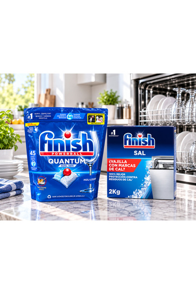 Finish Dishwasher Finch Set - 45 Quantum Tablets + 2 kg Salt