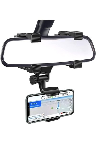 The Bros Rear View Mirror Car Phone Holder, 270° Swivel Stand with Adjustable...