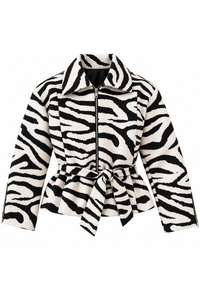 BONJOVİN PARİS Özel Tasarım Zebra Desenli Süet Ceket