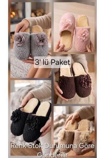 Moda Devrin 3-Pack Women's Plush House Slippers with Rose Accents
