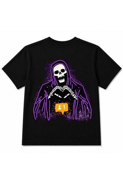 Rabona Fashion Tricou pentru copii cu schelet cu glugă mov – întuneric