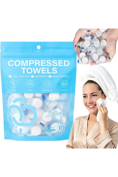 BOOMBOOMBOOM BOOM 100 PCS Compressed Towel,Disposable Portable Face Towel,Min...