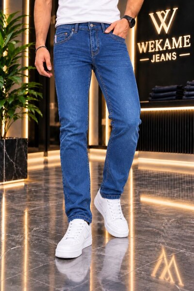 WKM Pantaloni de blugi slim fit din denim cu elastan pentru bărbați