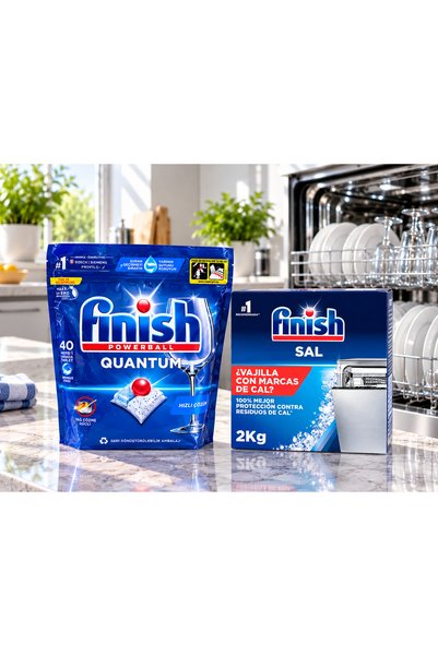Finish Dishwasher Finch Set - 40 Quantum Tablets + 2 kg Salt