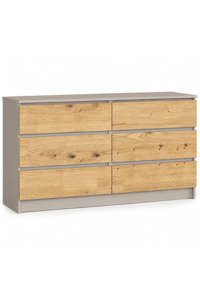 akord Comodă cu 6 sertare K140, design modern, PAL laminat, 138x40x77, stejar...