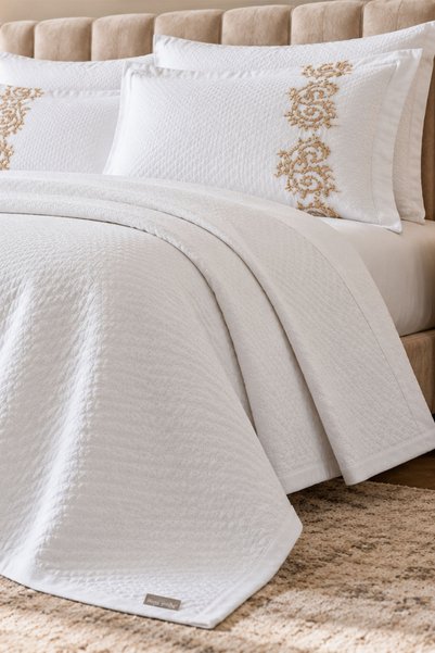 Nazik Home Como 100% Cotton Single Pique Bedspread Set